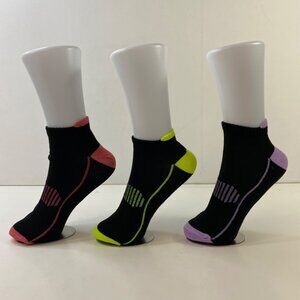 Your Missing Sock Womens Colorful Toe Ankle Socks 3-Pack Black Pink Yellow